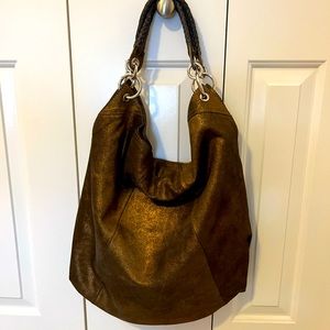 SUNDANCE Metallic Leather Hobo Bag Purse